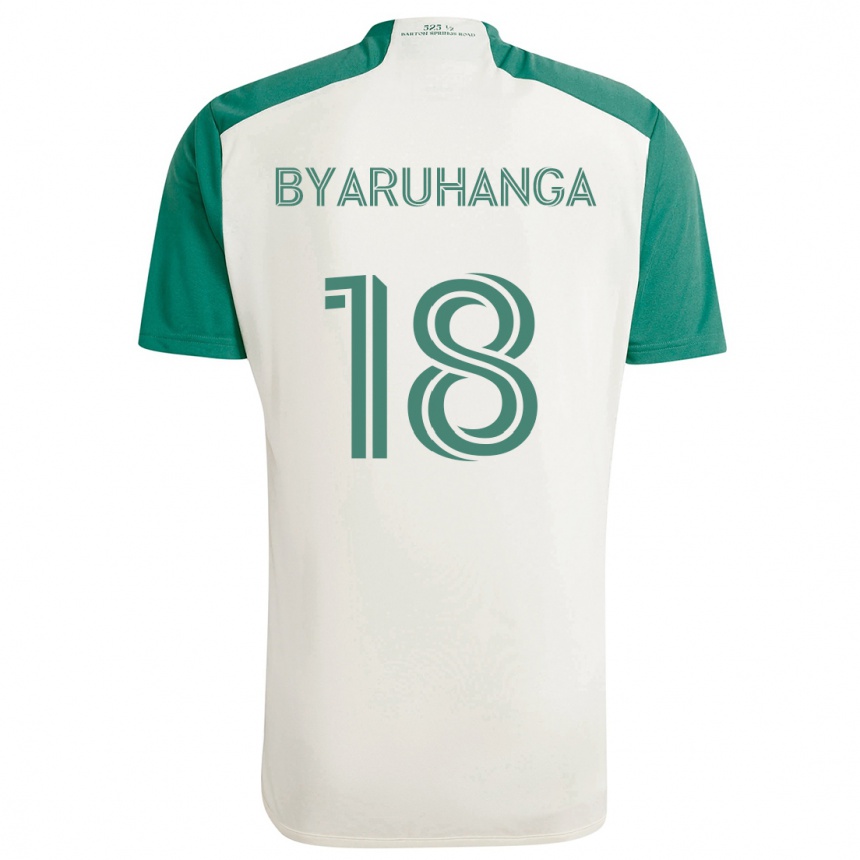 Gyermek Labdarúgás Bobosi Byaruhanga #18 Barna Színek Zöld Idegenbeli Jersey 2024/25 Mez Póló Ing