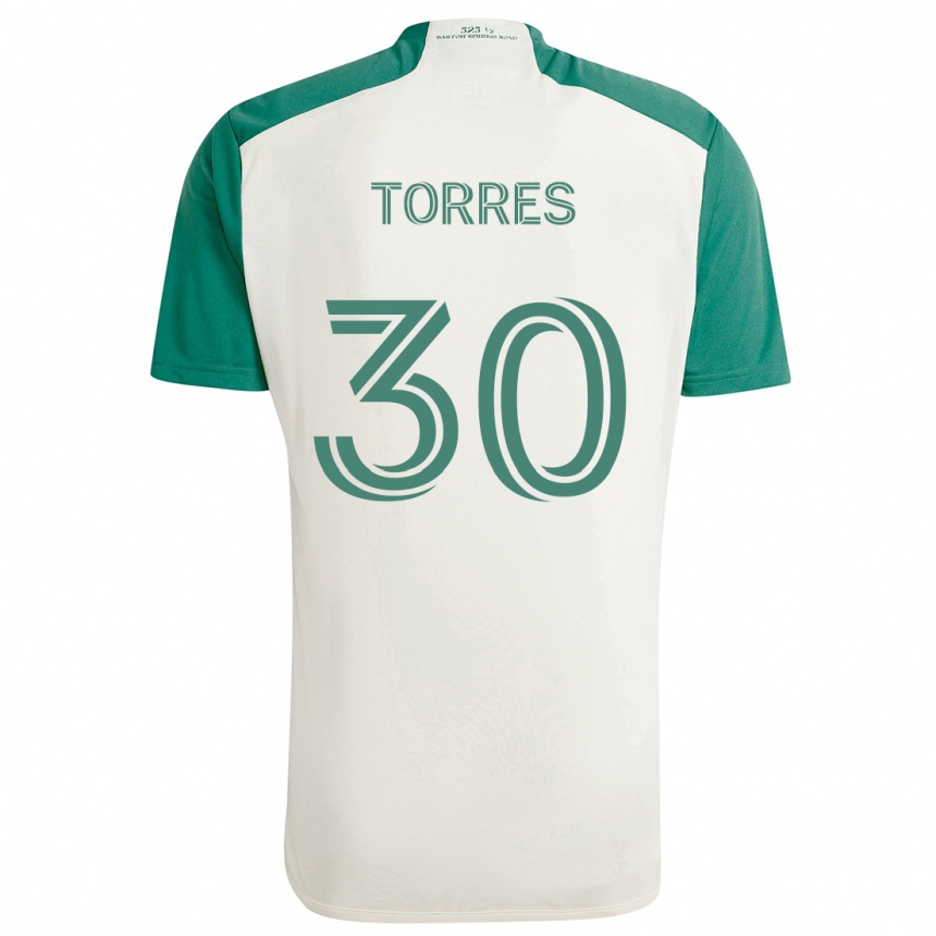 Gyermek Labdarúgás Ervin Torres #30 Barna Színek Zöld Idegenbeli Jersey 2024/25 Mez Póló Ing