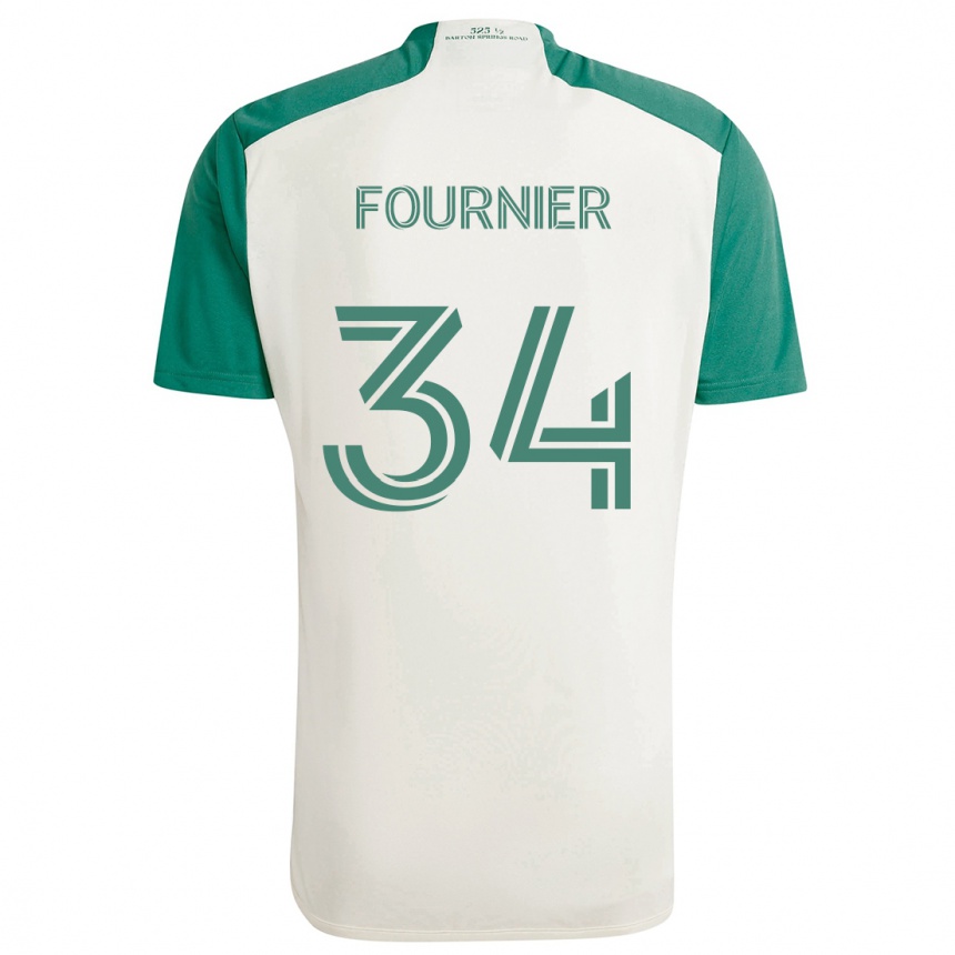 Gyermek Labdarúgás Drake Fournier #34 Barna Színek Zöld Idegenbeli Jersey 2024/25 Mez Póló Ing