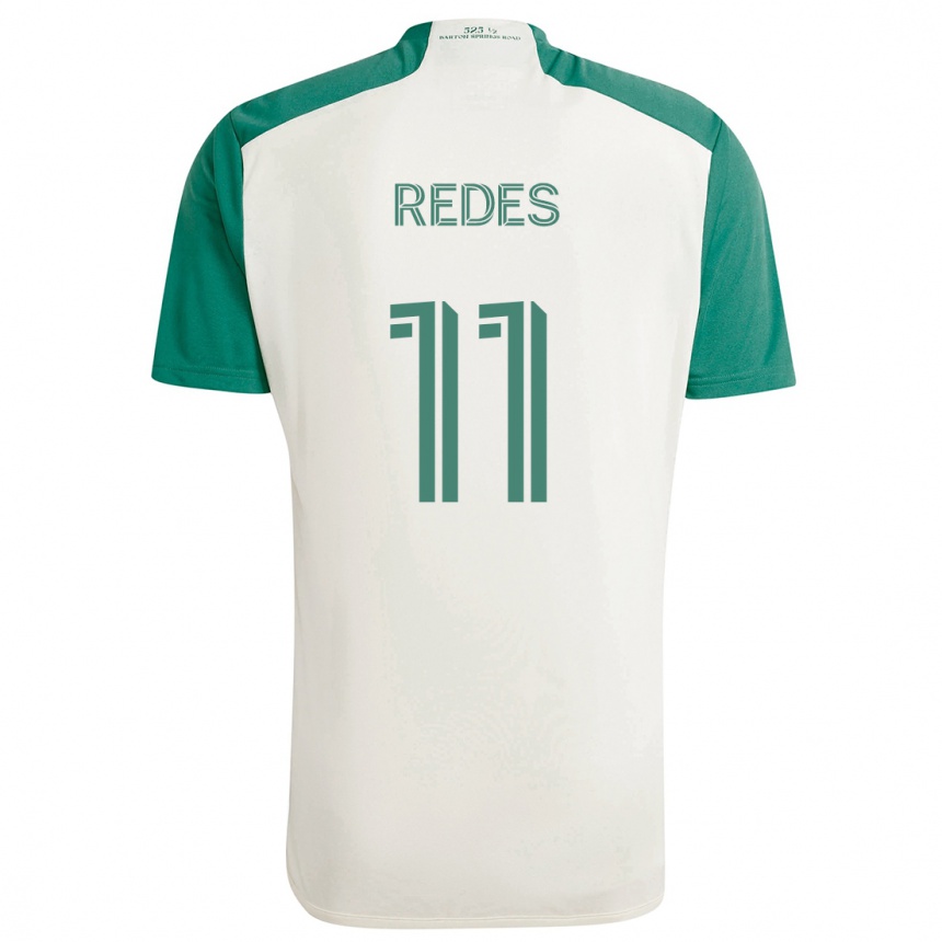 Gyermek Labdarúgás Rodney Redes #11 Barna Színek Zöld Idegenbeli Jersey 2024/25 Mez Póló Ing