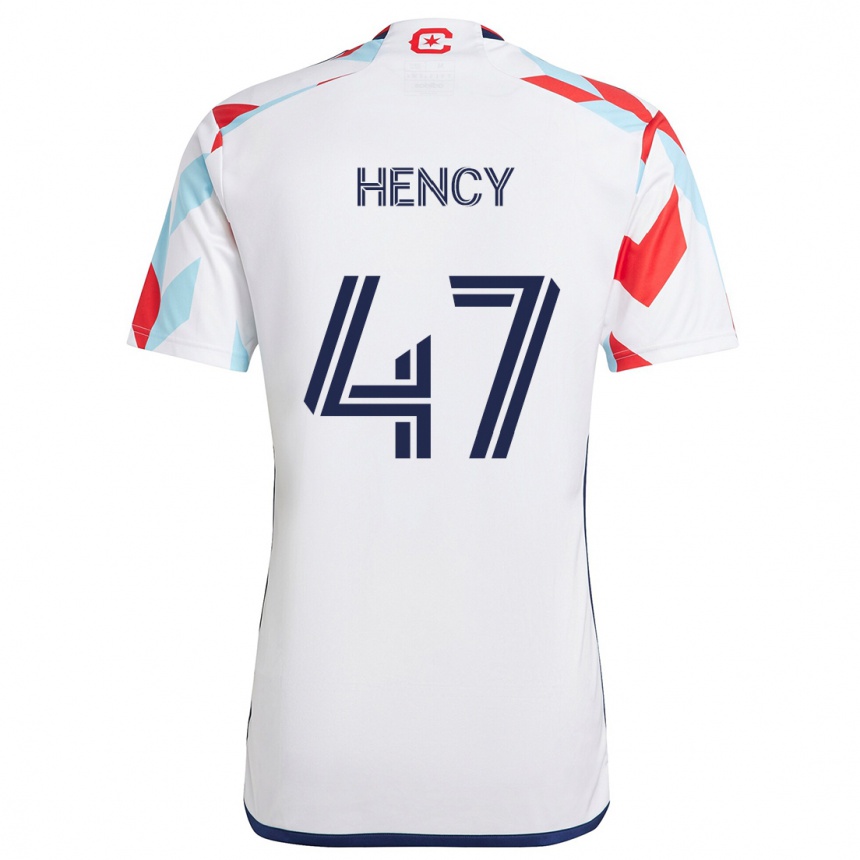 Gyermek Labdarúgás Billy Hency #47 Fehér Piros Kék Idegenbeli Jersey 2024/25 Mez Póló Ing