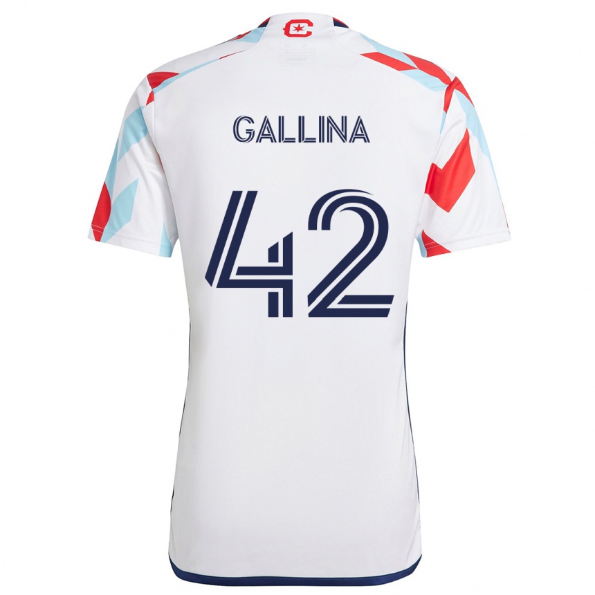 Gyermek Labdarúgás Henrique Gallina #42 Fehér Piros Kék Idegenbeli Jersey 2024/25 Mez Póló Ing