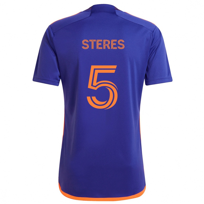 Gyermek Labdarúgás Daniel Steres #5 Lila Narancs Idegenbeli Jersey 2024/25 Mez Póló Ing