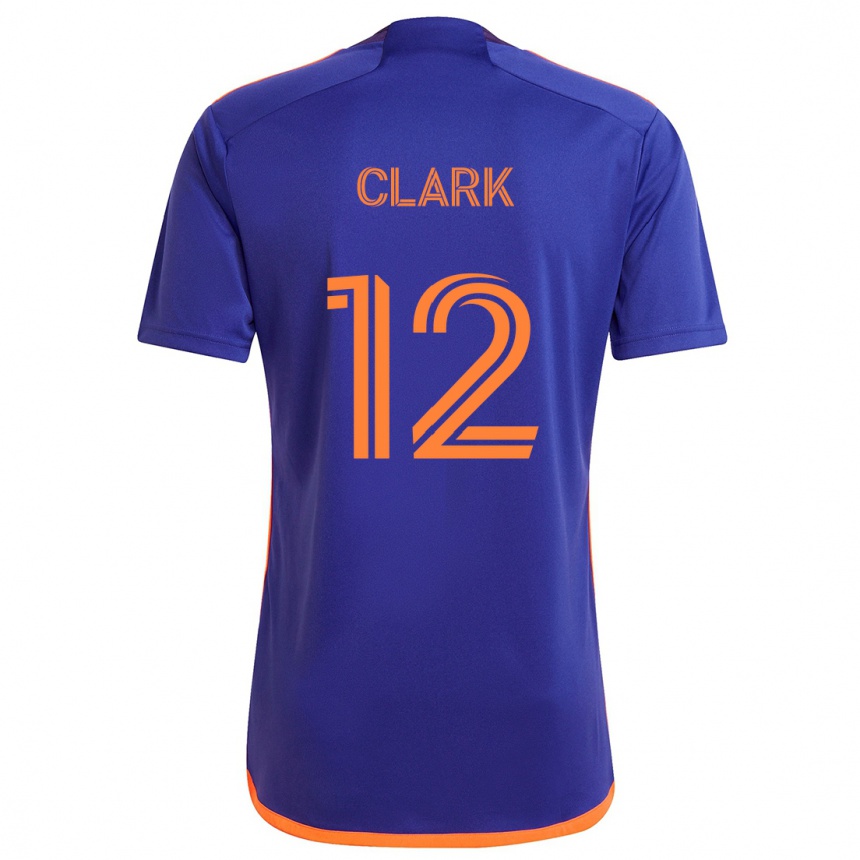 Gyermek Labdarúgás Steve Clark #12 Lila Narancs Idegenbeli Jersey 2024/25 Mez Póló Ing