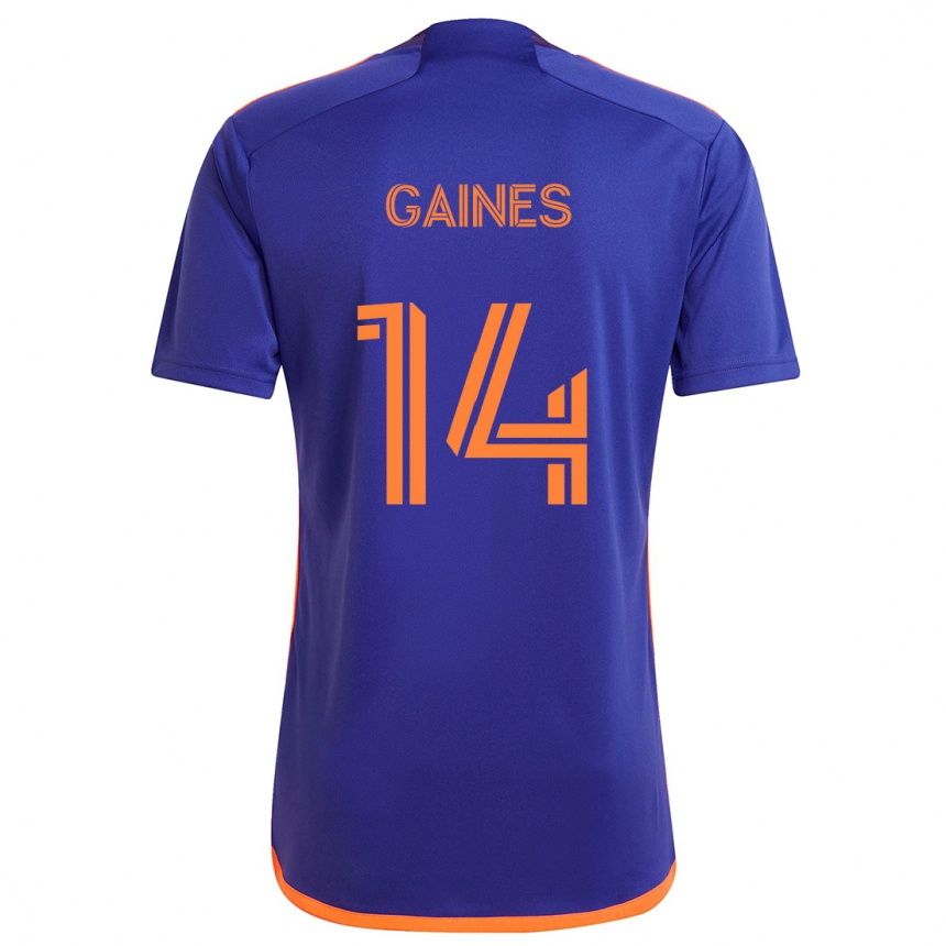 Gyermek Labdarúgás Mckinze Gaines #14 Lila Narancs Idegenbeli Jersey 2024/25 Mez Póló Ing