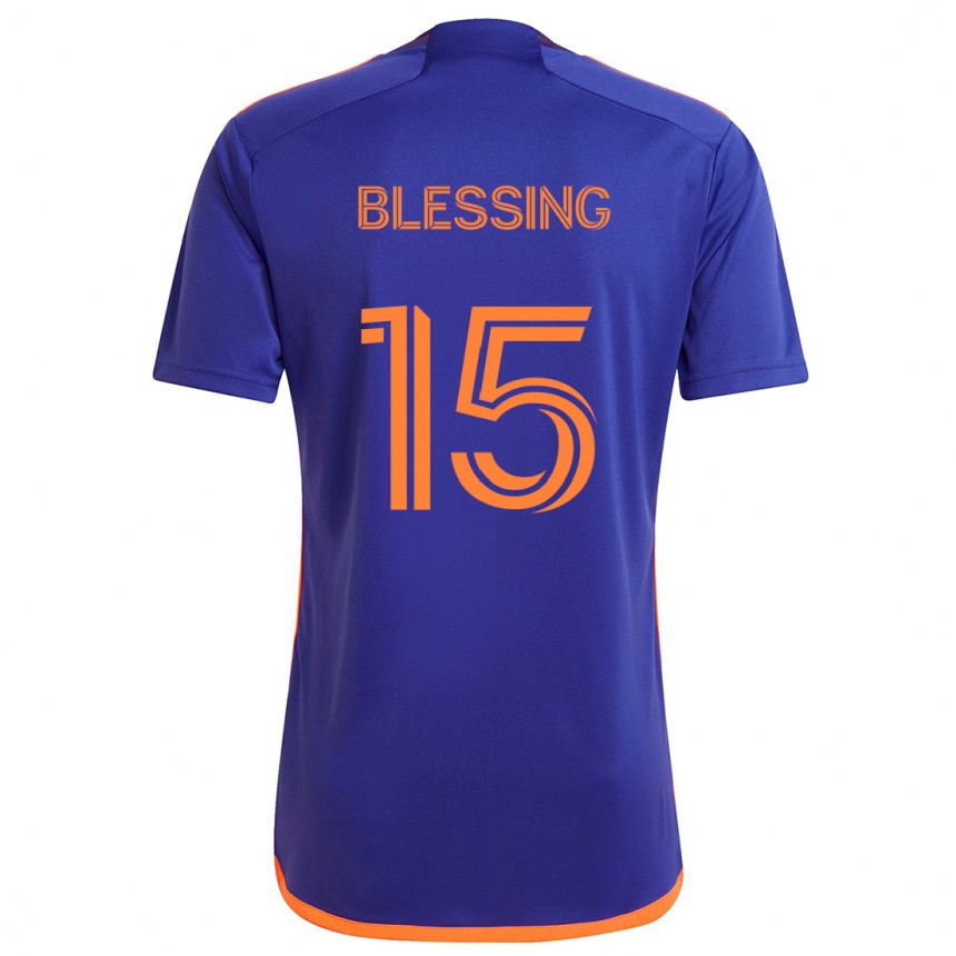 Gyermek Labdarúgás Latif Blessing #15 Lila Narancs Idegenbeli Jersey 2024/25 Mez Póló Ing