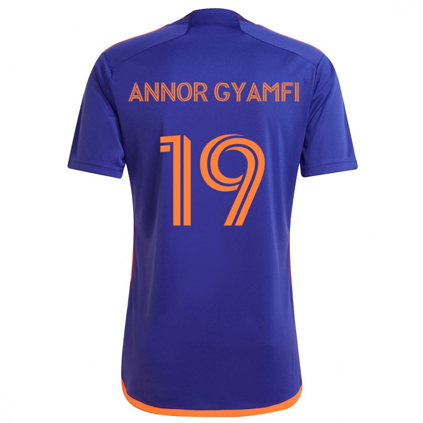 Gyermek Labdarúgás Stephen Annor Gyamfi #19 Lila Narancs Idegenbeli Jersey 2024/25 Mez Póló Ing