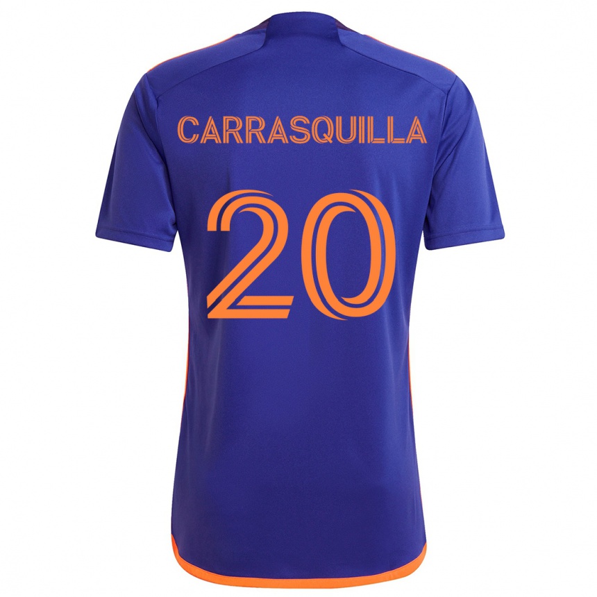 Gyermek Labdarúgás Adalberto Carrasquilla #20 Lila Narancs Idegenbeli Jersey 2024/25 Mez Póló Ing