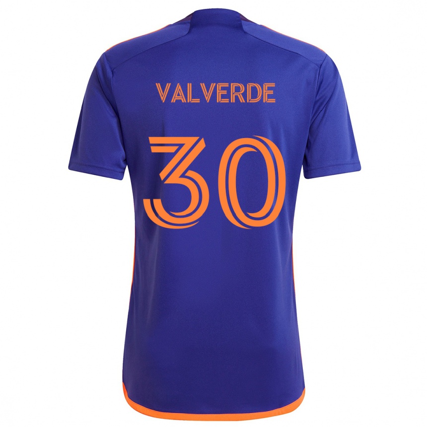 Gyermek Labdarúgás Jefferson Valverde #30 Lila Narancs Idegenbeli Jersey 2024/25 Mez Póló Ing