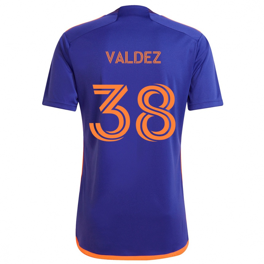 Gyermek Labdarúgás Xavier Valdez #38 Lila Narancs Idegenbeli Jersey 2024/25 Mez Póló Ing