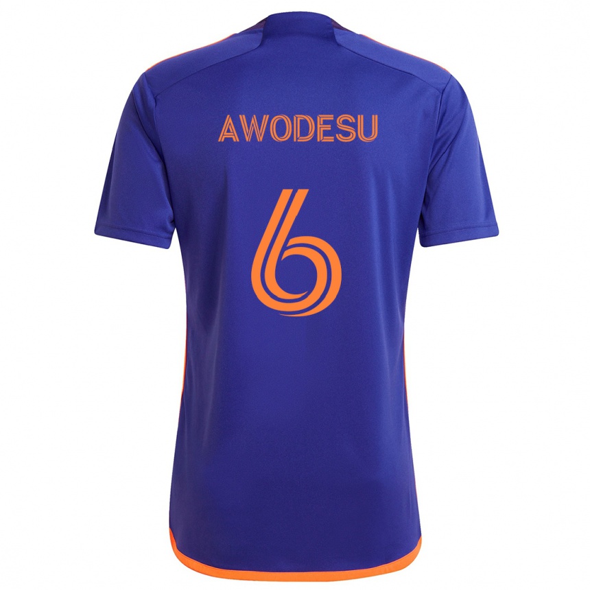 Gyermek Labdarúgás Femi Awodesu #6 Lila Narancs Idegenbeli Jersey 2024/25 Mez Póló Ing