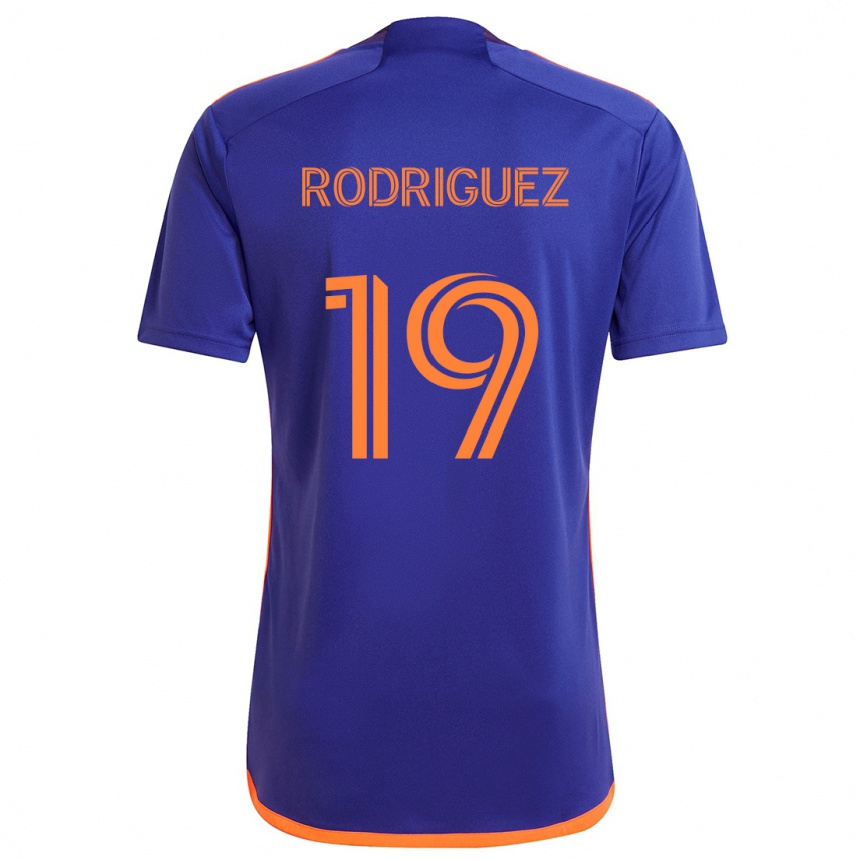 Gyermek Labdarúgás Sebastian Rodriguez #19 Lila Narancs Idegenbeli Jersey 2024/25 Mez Póló Ing