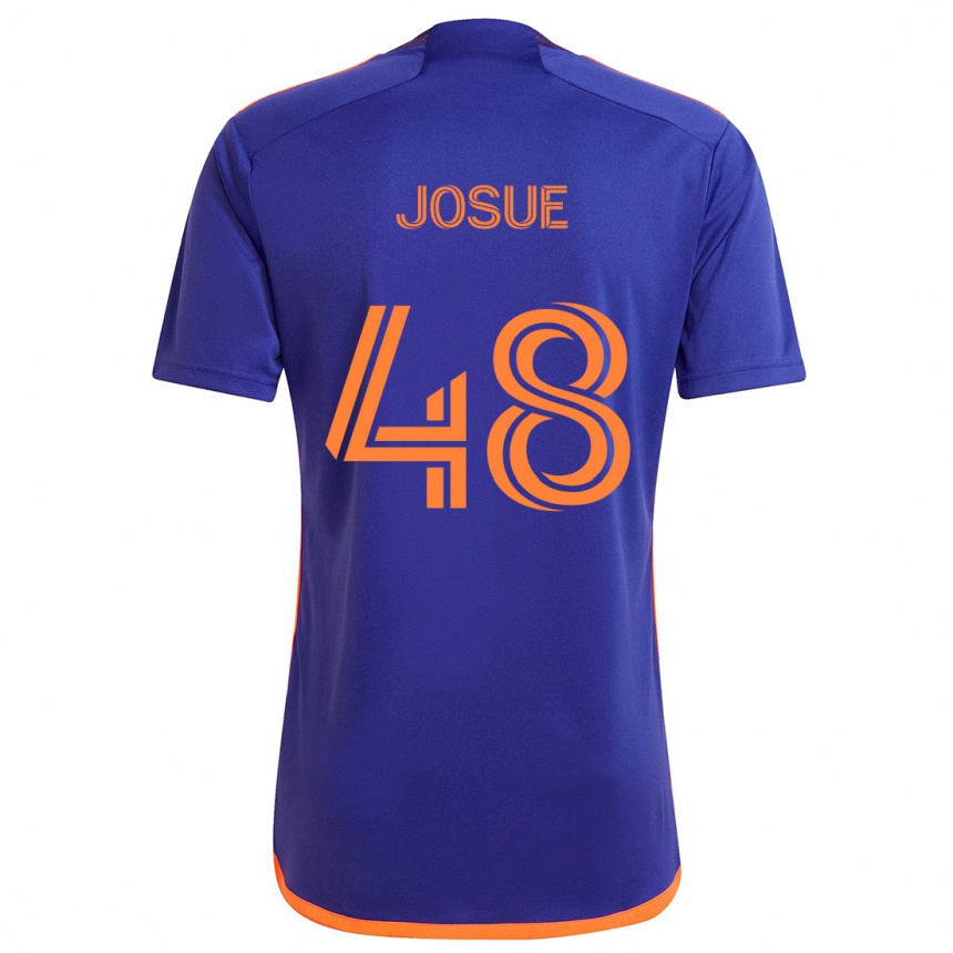 Gyermek Labdarúgás Josué #48 Lila Narancs Idegenbeli Jersey 2024/25 Mez Póló Ing