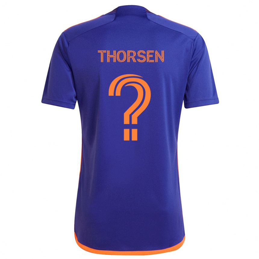 Gyermek Labdarúgás Liam Thorsen #0 Lila Narancs Idegenbeli Jersey 2024/25 Mez Póló Ing