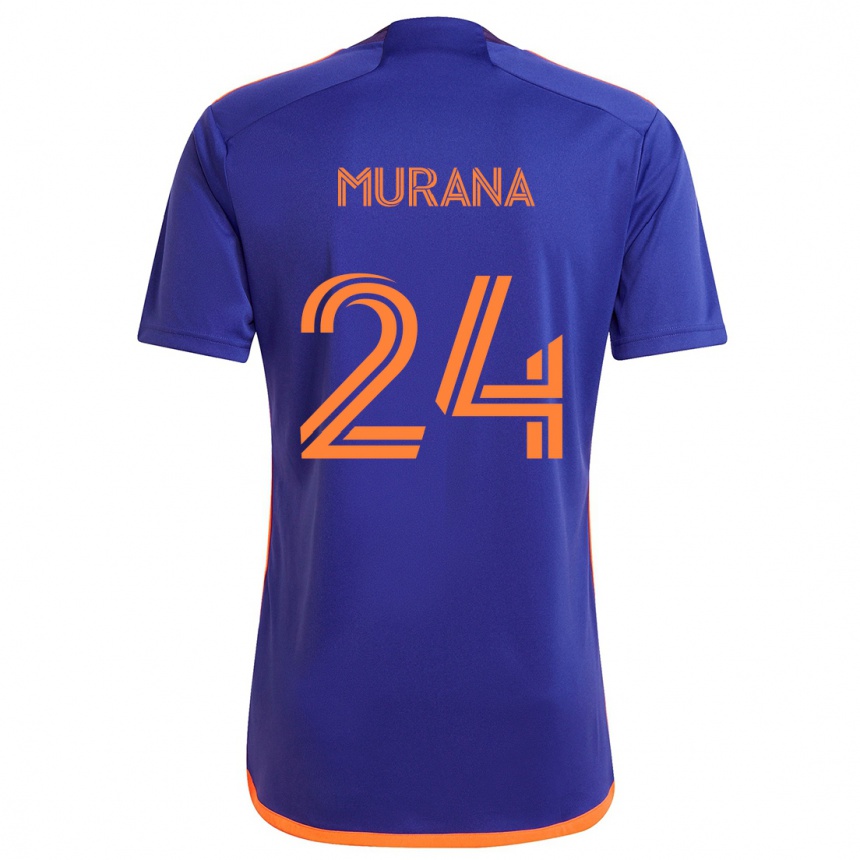 Gyermek Labdarúgás Mujeeb Murana #24 Lila Narancs Idegenbeli Jersey 2024/25 Mez Póló Ing