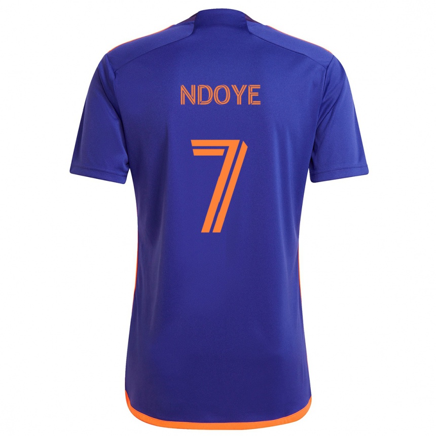 Gyermek Labdarúgás Papa Ndoye #7 Lila Narancs Idegenbeli Jersey 2024/25 Mez Póló Ing