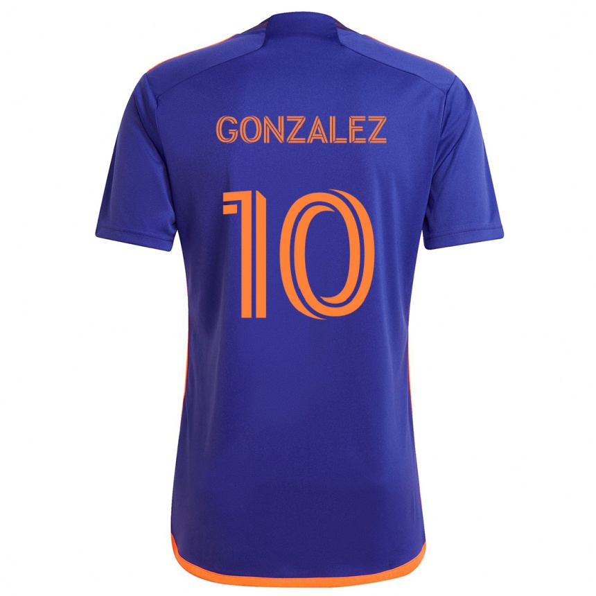 Gyermek Labdarúgás Yair González #10 Lila Narancs Idegenbeli Jersey 2024/25 Mez Póló Ing