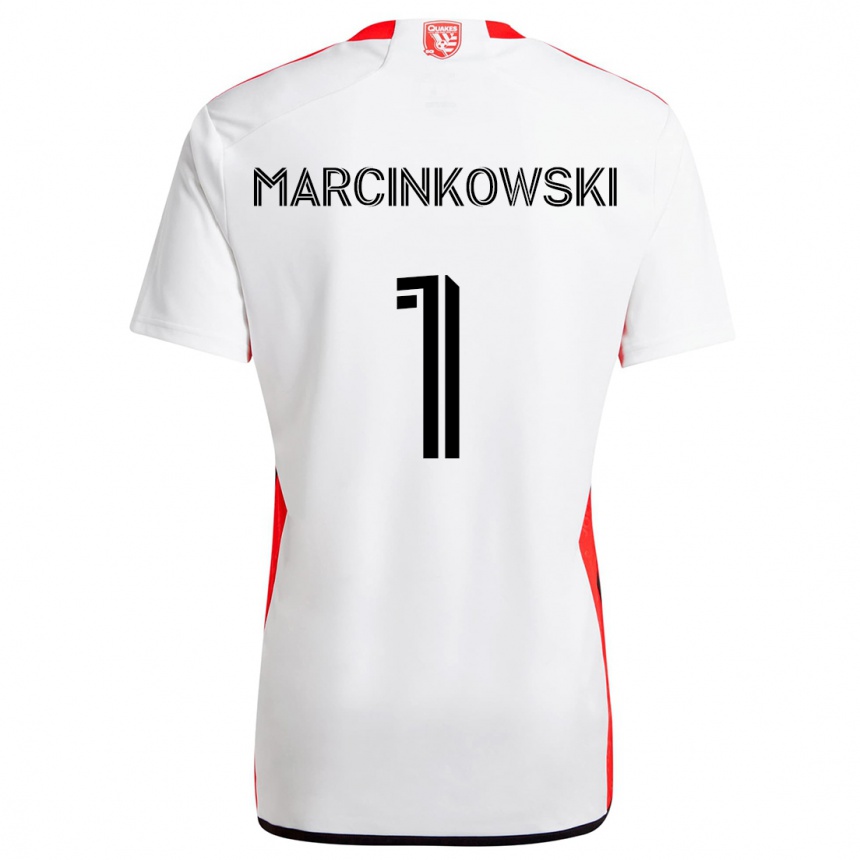 Gyermek Labdarúgás Jt Marcinkowski #1 Fehér Piros Idegenbeli Jersey 2024/25 Mez Póló Ing