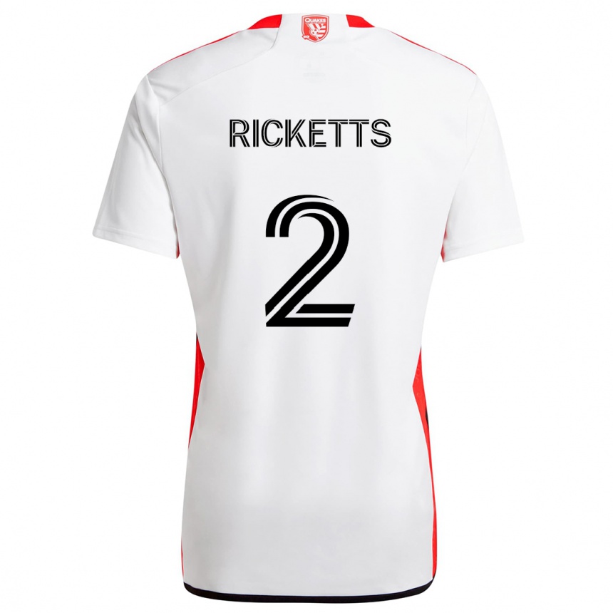 Gyermek Labdarúgás Jamar Ricketts #2 Fehér Piros Idegenbeli Jersey 2024/25 Mez Póló Ing