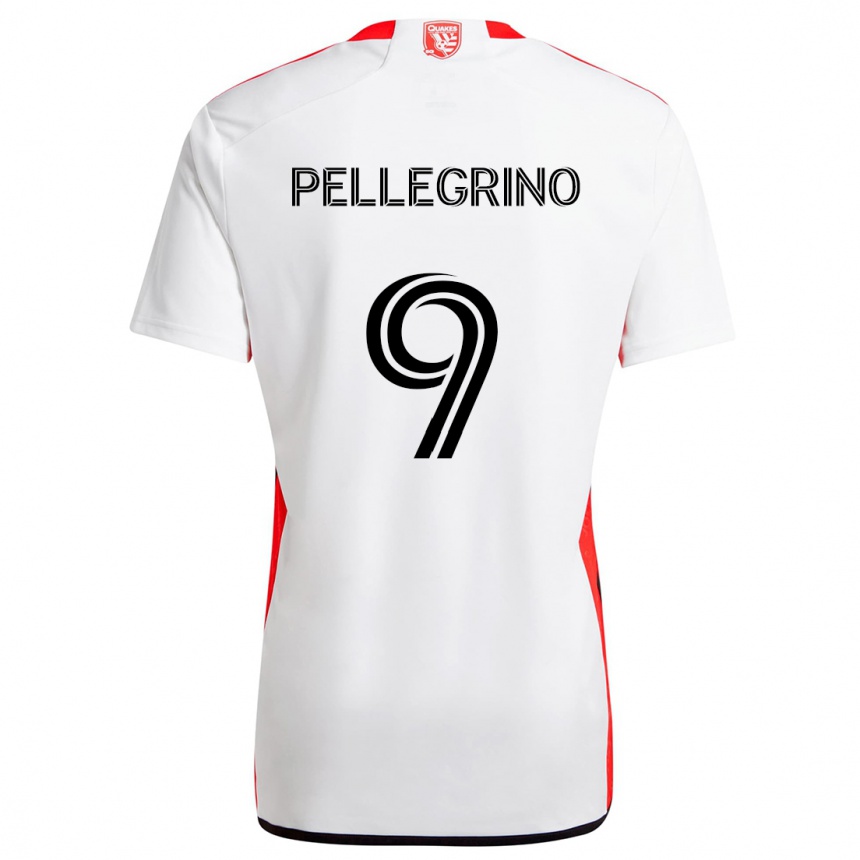 Gyermek Labdarúgás Amahl Pellegrino #9 Fehér Piros Idegenbeli Jersey 2024/25 Mez Póló Ing