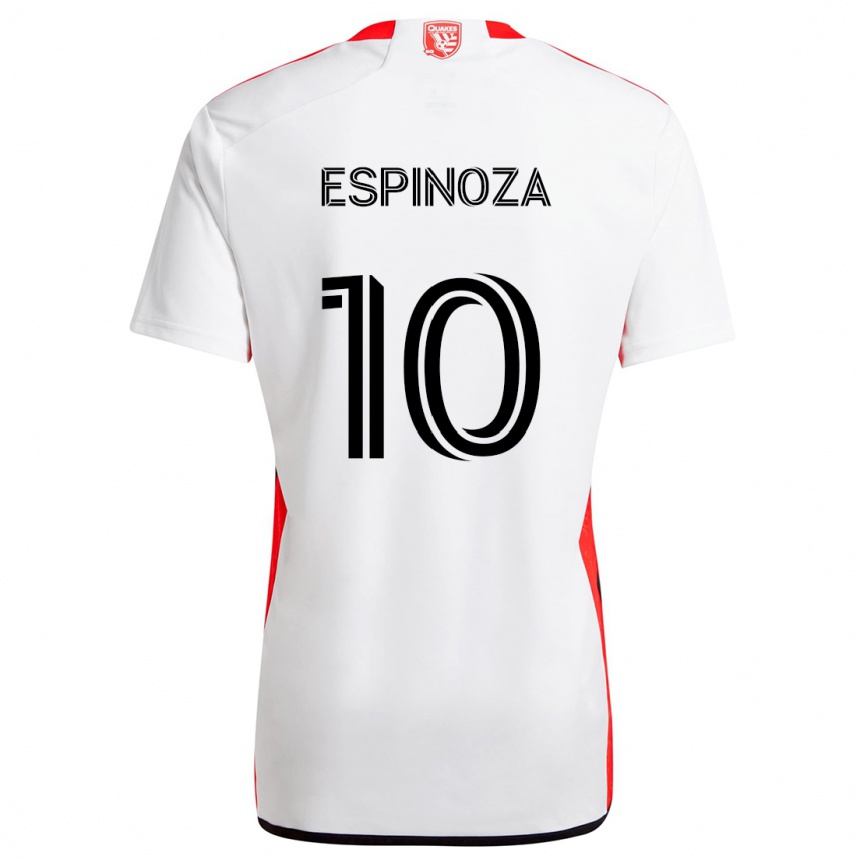 Gyermek Labdarúgás Cristian Espinoza #10 Fehér Piros Idegenbeli Jersey 2024/25 Mez Póló Ing