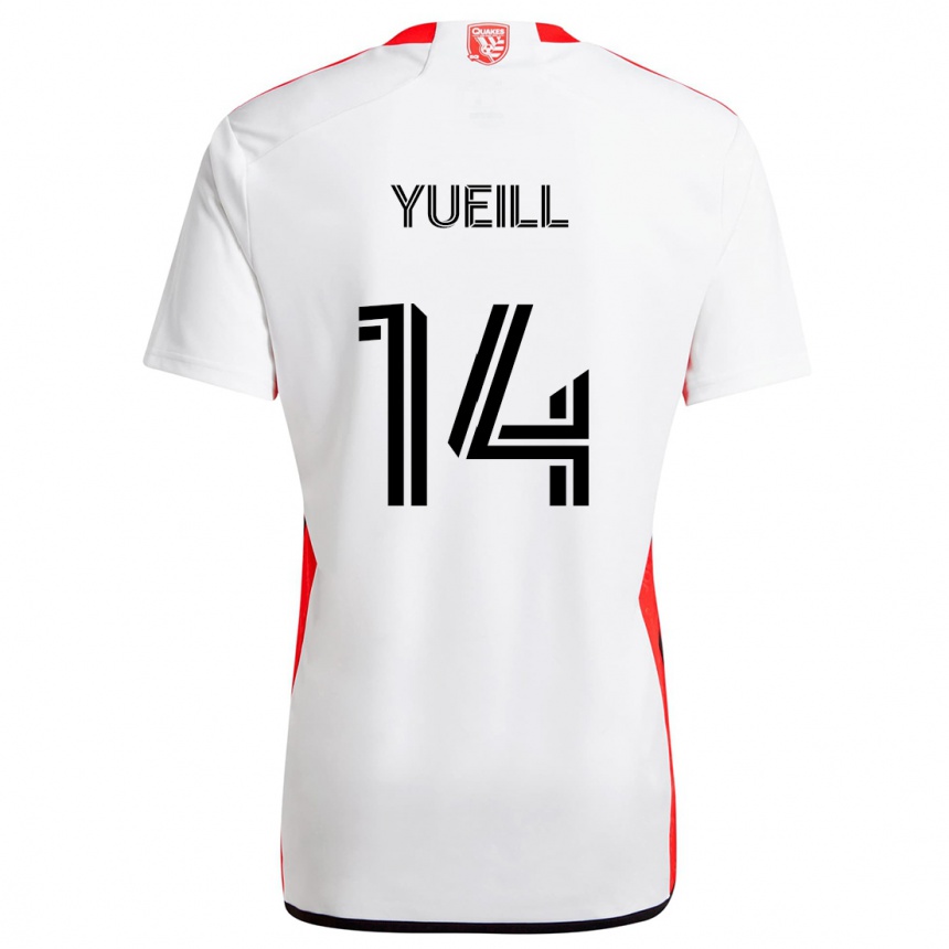 Gyermek Labdarúgás Jackson Yueill #14 Fehér Piros Idegenbeli Jersey 2024/25 Mez Póló Ing