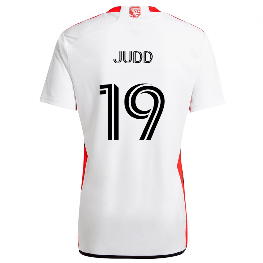 Gyermek Labdarúgás Preston Judd #19 Fehér Piros Idegenbeli Jersey 2024/25 Mez Póló Ing