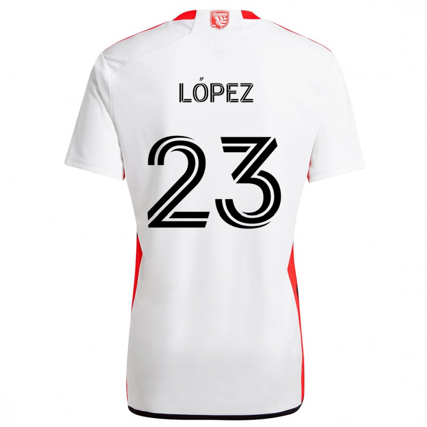 Gyermek Labdarúgás Hernán López #23 Fehér Piros Idegenbeli Jersey 2024/25 Mez Póló Ing