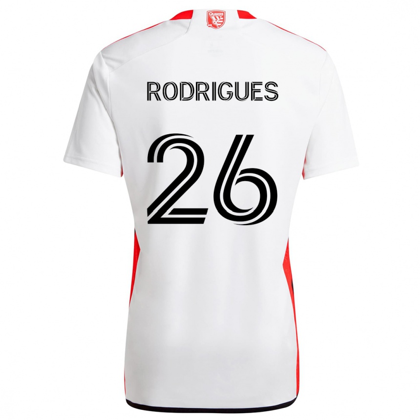 Gyermek Labdarúgás Rodrigues #26 Fehér Piros Idegenbeli Jersey 2024/25 Mez Póló Ing