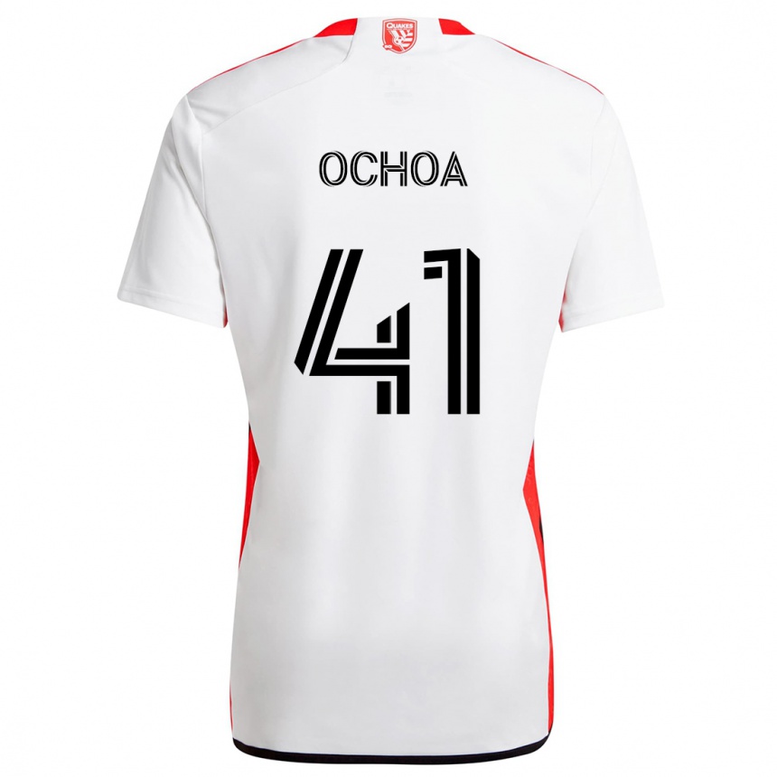 Gyermek Labdarúgás Emmanuel Ochoa #41 Fehér Piros Idegenbeli Jersey 2024/25 Mez Póló Ing