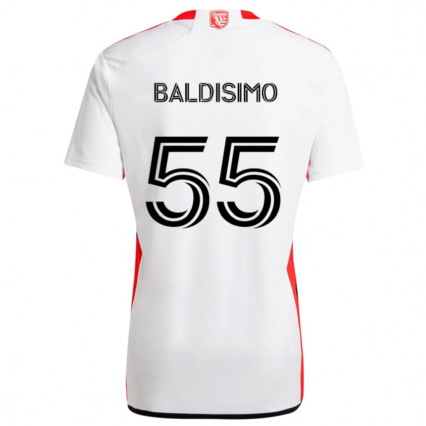 Gyermek Labdarúgás Michael Baldisimo #55 Fehér Piros Idegenbeli Jersey 2024/25 Mez Póló Ing