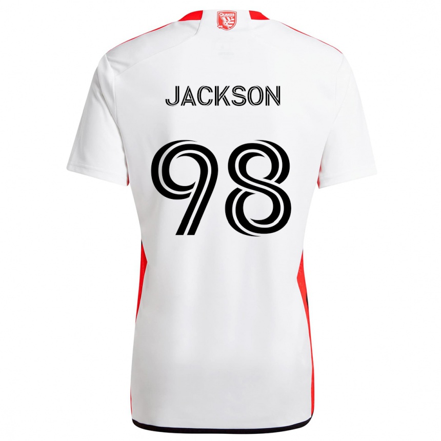 Gyermek Labdarúgás Jacob Jackson #98 Fehér Piros Idegenbeli Jersey 2024/25 Mez Póló Ing