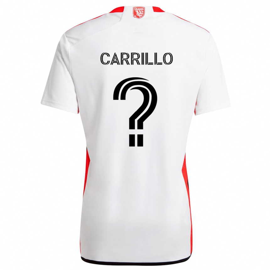 Gyermek Labdarúgás Israel Carrillo #0 Fehér Piros Idegenbeli Jersey 2024/25 Mez Póló Ing