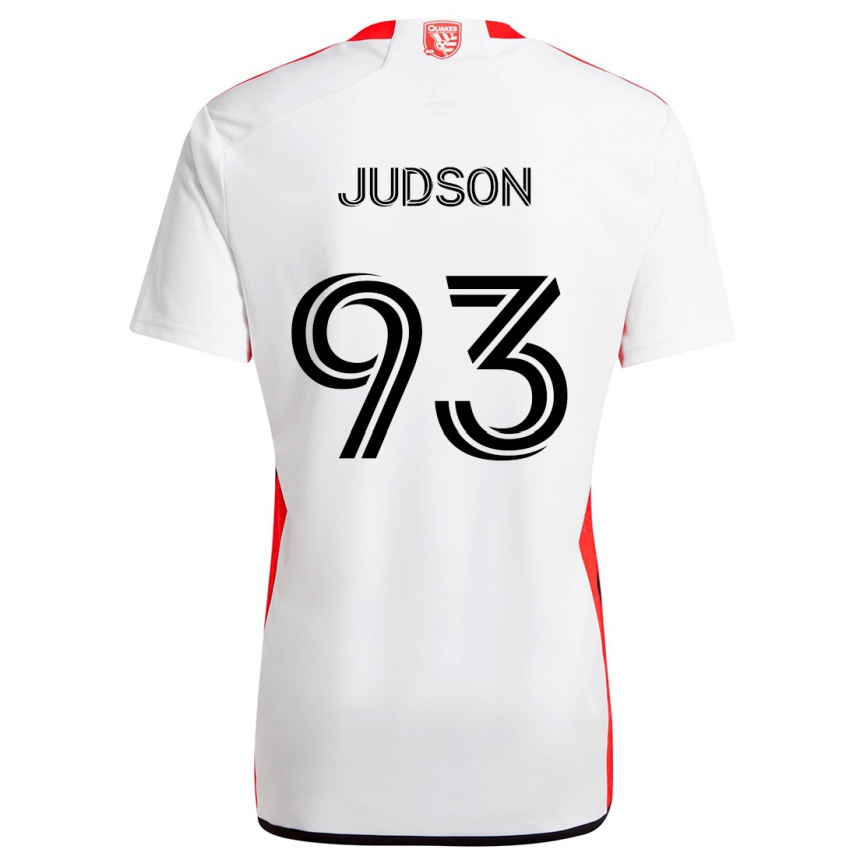 Gyermek Labdarúgás Judson #93 Fehér Piros Idegenbeli Jersey 2024/25 Mez Póló Ing