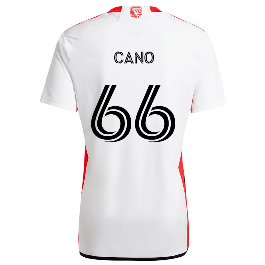 Gyermek Labdarúgás Alejandro Cano #66 Fehér Piros Idegenbeli Jersey 2024/25 Mez Póló Ing