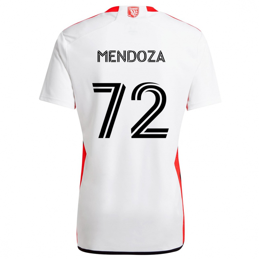 Gyermek Labdarúgás Edwyn Mendoza #72 Fehér Piros Idegenbeli Jersey 2024/25 Mez Póló Ing