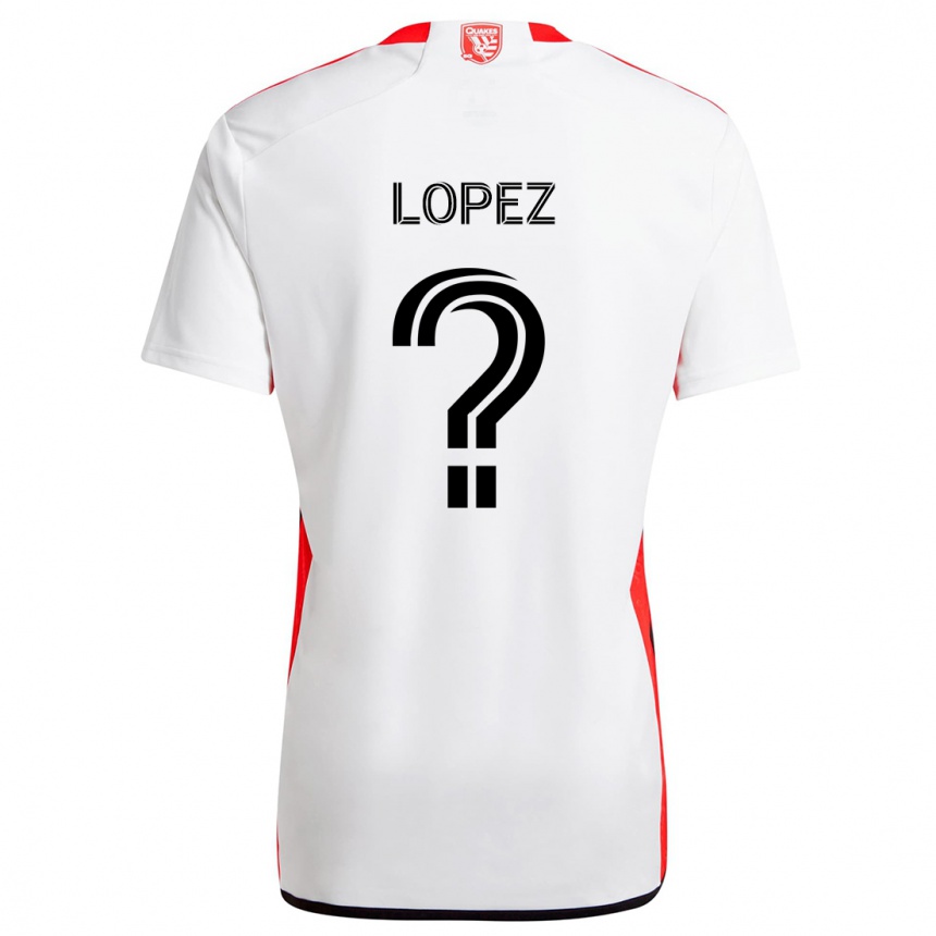 Gyermek Labdarúgás Mateo Lopez #0 Fehér Piros Idegenbeli Jersey 2024/25 Mez Póló Ing