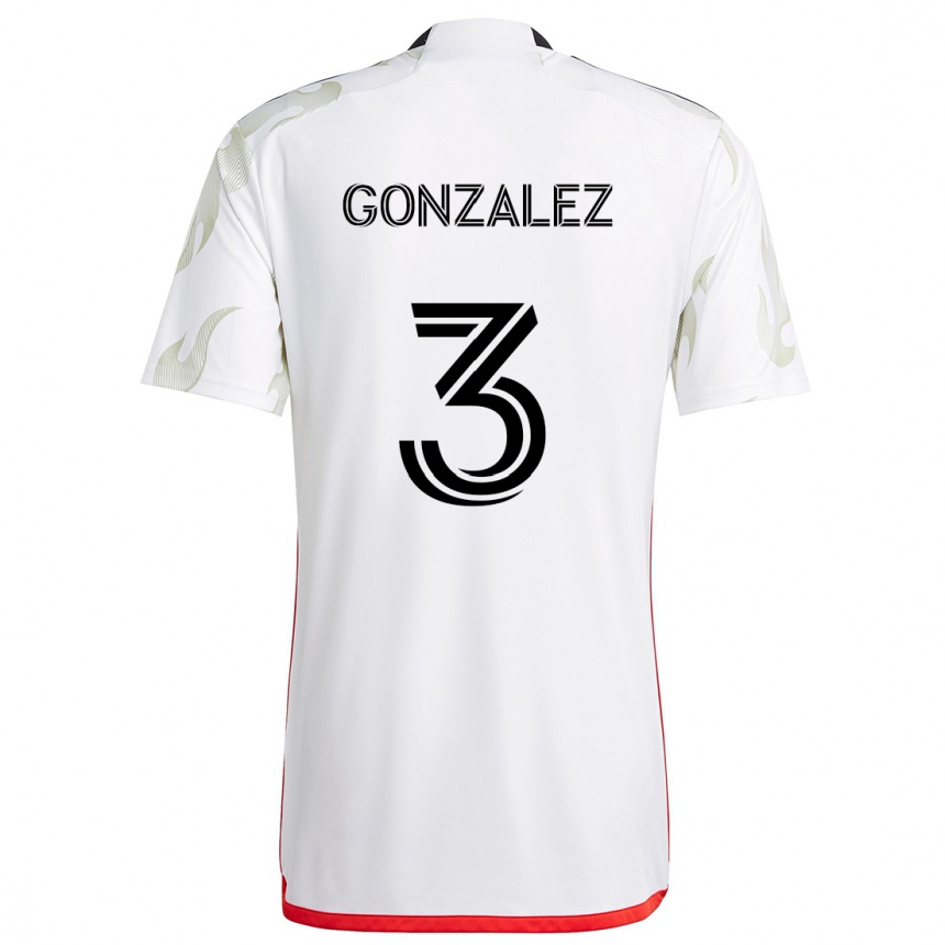 Gyermek Labdarúgás Omar González #3 Fehér Piros Fekete Idegenbeli Jersey 2024/25 Mez Póló Ing