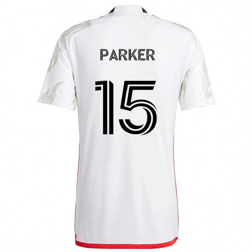 Gyermek Labdarúgás Isaiah Parker #15 Fehér Piros Fekete Idegenbeli Jersey 2024/25 Mez Póló Ing