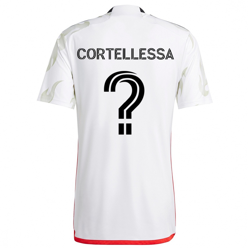 Gyermek Labdarúgás Michael Cortellessa #0 Fehér Piros Fekete Idegenbeli Jersey 2024/25 Mez Póló Ing