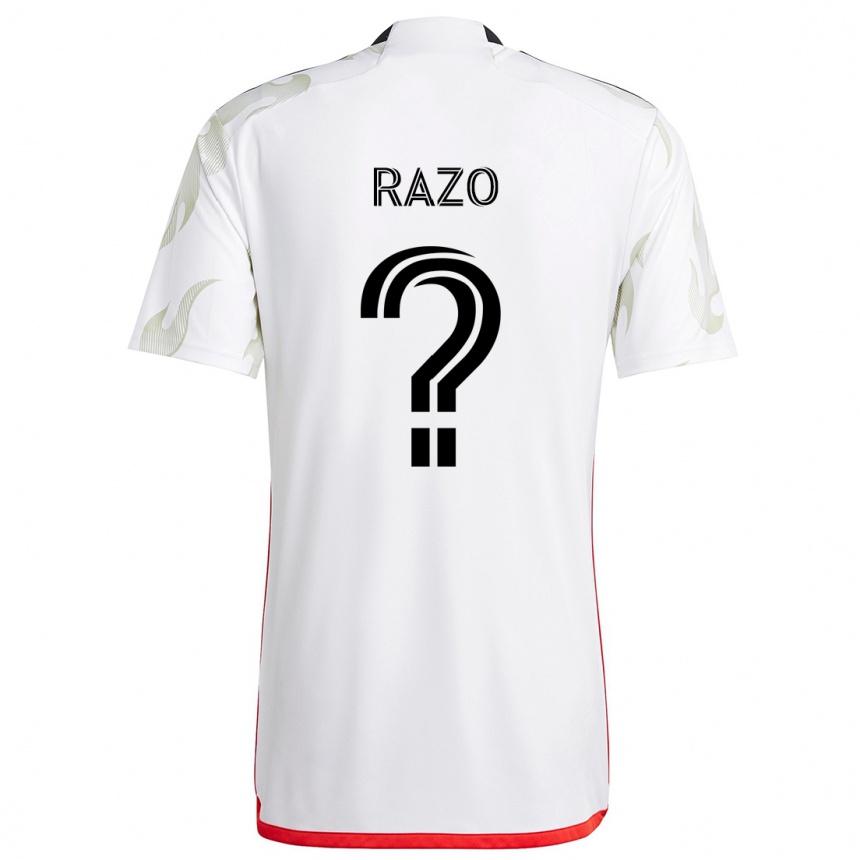 Gyermek Labdarúgás Edgar Razo #0 Fehér Piros Fekete Idegenbeli Jersey 2024/25 Mez Póló Ing