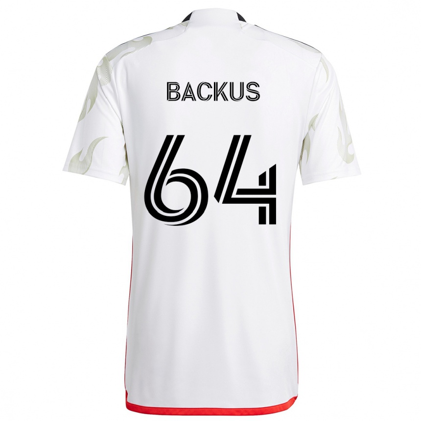 Gyermek Labdarúgás Braeden Backus #64 Fehér Piros Fekete Idegenbeli Jersey 2024/25 Mez Póló Ing