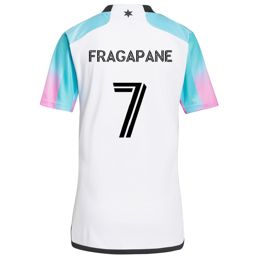 Gyermek Labdarúgás Franco Fragapane #7 Fehér Kék Fekete Idegenbeli Jersey 2024/25 Mez Póló Ing