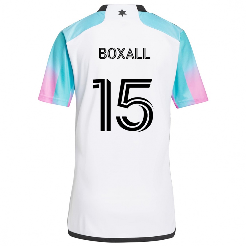 Gyermek Labdarúgás Michael Boxall #15 Fehér Kék Fekete Idegenbeli Jersey 2024/25 Mez Póló Ing