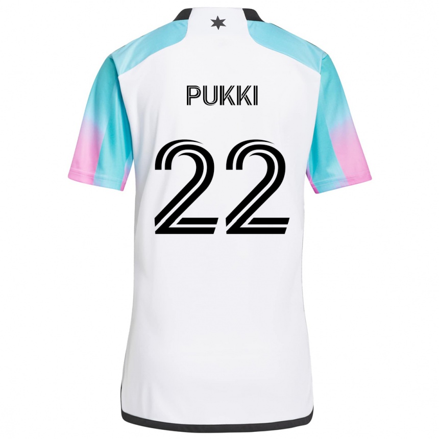 Gyermek Labdarúgás Teemu Pukki #22 Fehér Kék Fekete Idegenbeli Jersey 2024/25 Mez Póló Ing