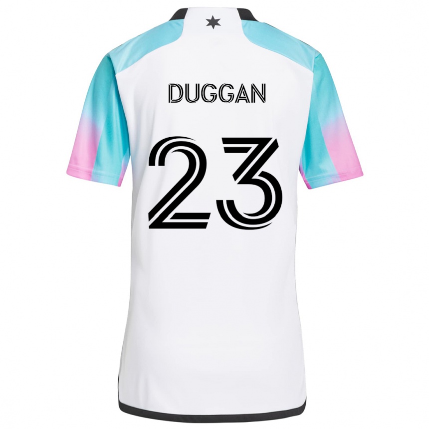 Gyermek Labdarúgás Morris Duggan #23 Fehér Kék Fekete Idegenbeli Jersey 2024/25 Mez Póló Ing