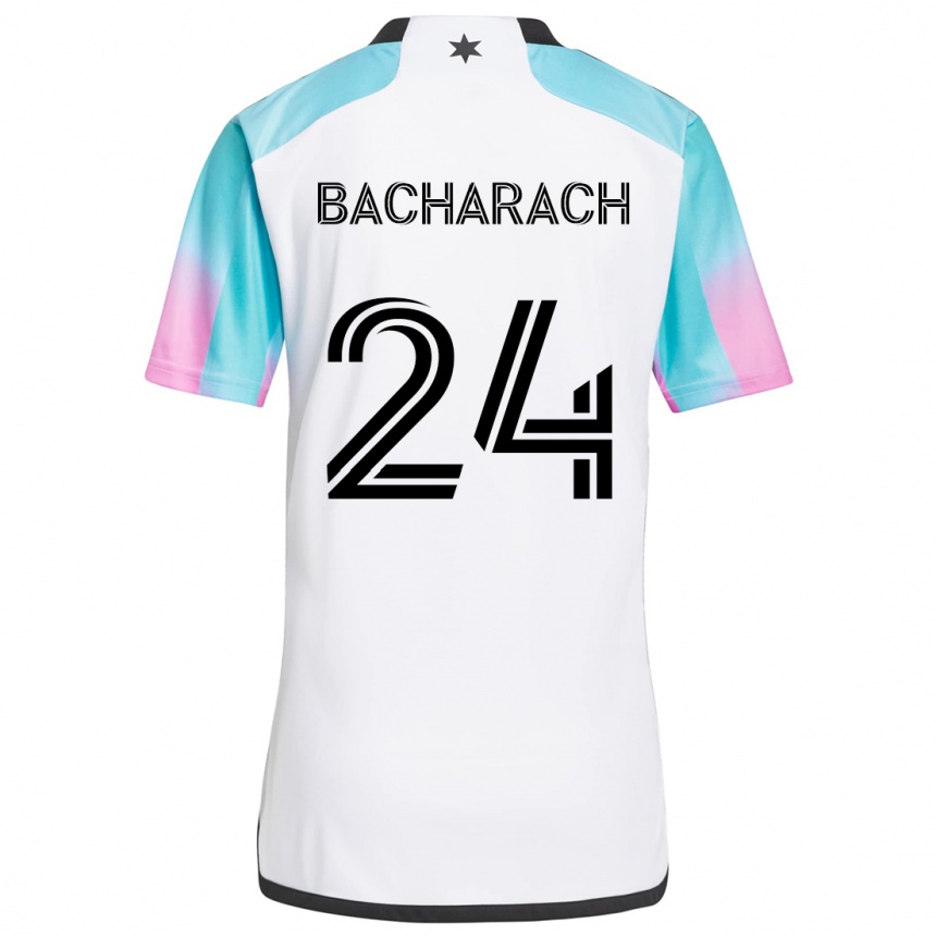 Gyermek Labdarúgás Hugo Bacharach #24 Fehér Kék Fekete Idegenbeli Jersey 2024/25 Mez Póló Ing