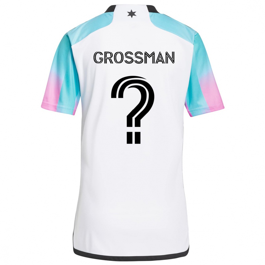 Gyermek Labdarúgás Jack Grossman #0 Fehér Kék Fekete Idegenbeli Jersey 2024/25 Mez Póló Ing