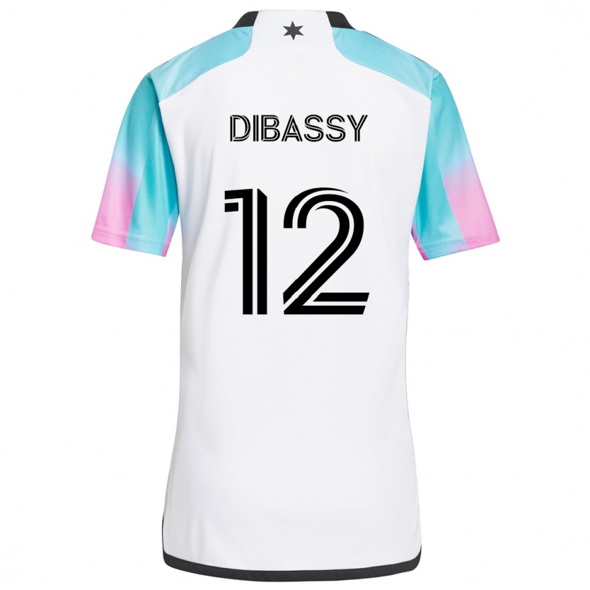 Gyermek Labdarúgás Bakaye Dibassy #12 Fehér Kék Fekete Idegenbeli Jersey 2024/25 Mez Póló Ing