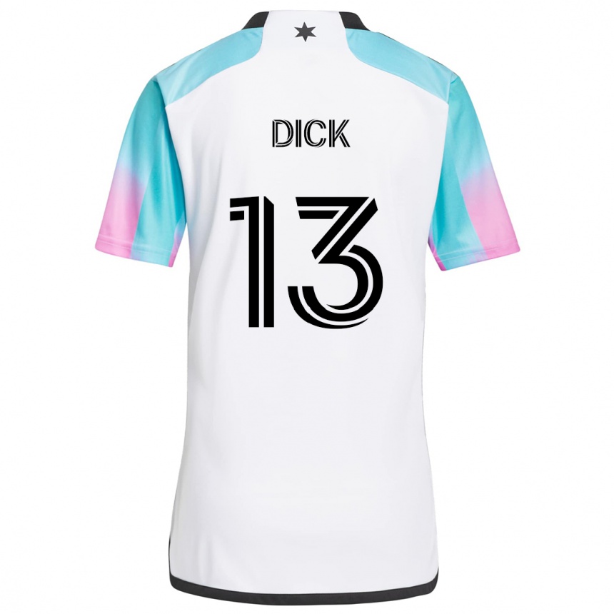 Gyermek Labdarúgás Eric Dick #13 Fehér Kék Fekete Idegenbeli Jersey 2024/25 Mez Póló Ing